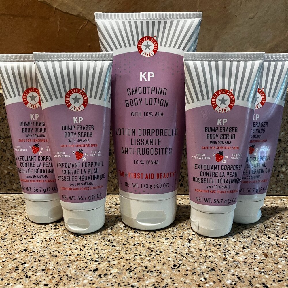 First Aid Beauty Smoothing Body Lotion with AHA 6 Oz. + Body Scrubs! NEW!
